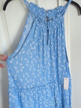 LOFT Outlet Sky Blue Floral sleeveless Top